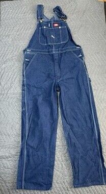 Dickies Dungarees Blue Overalls Bib Denim Work Wear Carpenter Indigo Mens 34x30